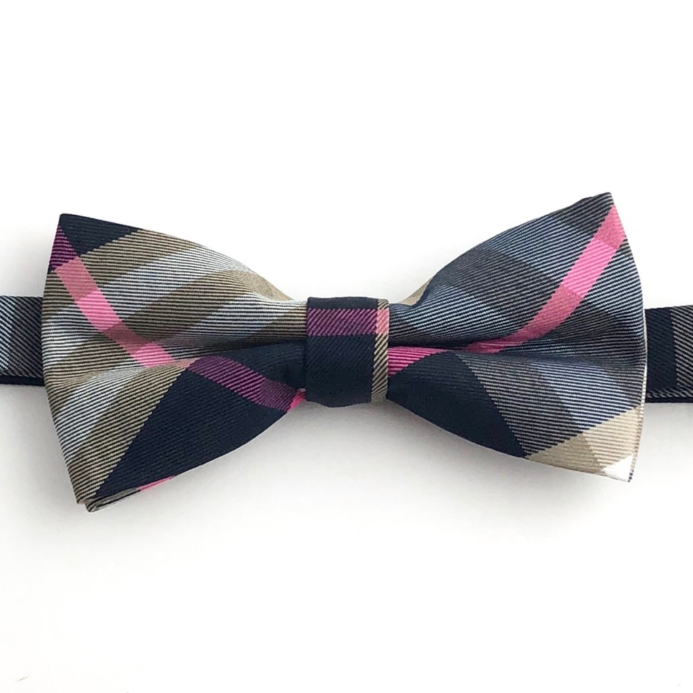 Men's Tan w/ Pink Tartan Party Bow Tie